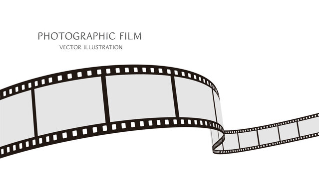 16:9の背景素材：ダイナミックな動きをした35mm写真フィルムのベクターイラストデータ