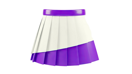Pleated Skirt with Purple Band and Hem