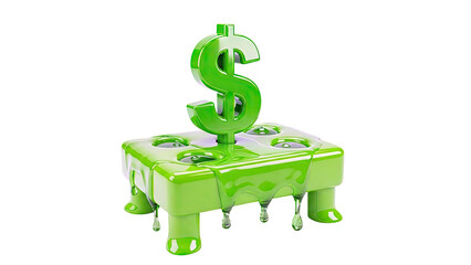Melting Green Dollar Sign on a Gooey Platform