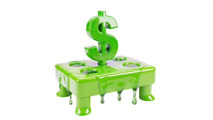 Melting Green Dollar Sign on a Gooey Platform