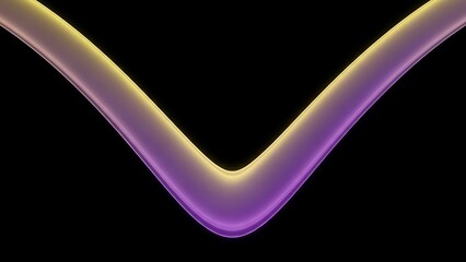 Glowing purple and yellow neon letter v on black background