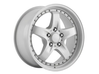 Obraz premium Elegant five-spoke white alloy wheel