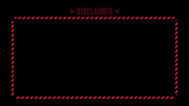 Red Disclaimer Warning Text with Rotating Dashed Circle on Black Background