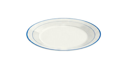 White plate with blue concentric circles pattern