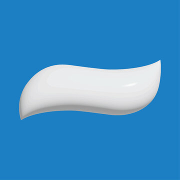 Realistic white toothpaste wave vector. 3D dental paste squeeze isolated on blue. Cream smear for oral hygiene, fresh breath, teeth cleaning, whitening and product packaging.