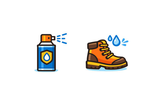 Waterproof spray can and boot with water drops