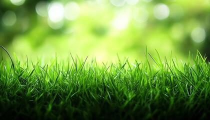 Fototapeta premium Lush Green Grass Panorama Capturing Tranquil Spring Vibe with Soft Focus and Blurred Bokeh Effects
