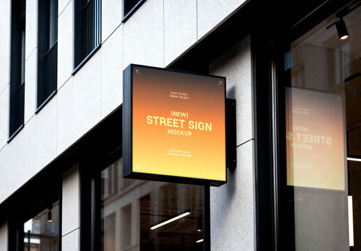 Square Street Sign Mockup