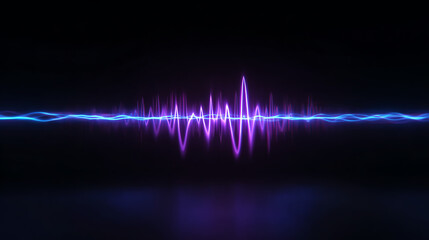 Vibrant sound wave illustration in purple and blue, representing audio frequencies and their visual representation.