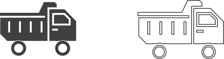 ICONS Set of dump truck icons simple flat vector design for construction and logistics concepts isolated on white © Khang