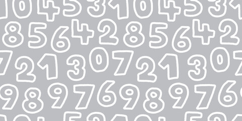 Seamless Colorful Handdrawn Numbers Pattern for Kids and Fun Design.
カラフルな手描き数字のポップなシームレスパターン