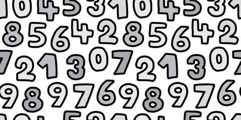 Seamless Colorful Handdrawn Numbers Pattern for Kids and Fun Design.
カラフルな手描き数字のポップなシームレスパターン