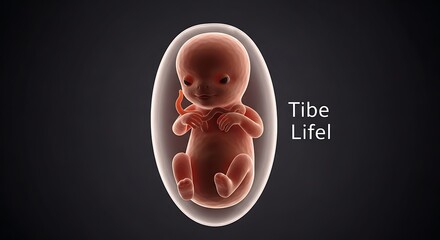 Early Human Fetus Development - 9 Weeks Gestation, Oval Cocoon, Medical Illustration.