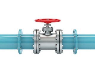 Industrial valve with red handle