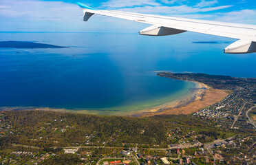 Aerial view of Kakumae district and beach.