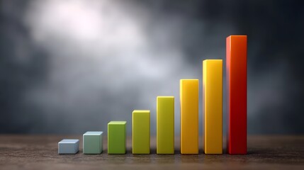 Conceptual bar chart illustrating upward business growth and financial success set against a dark atmospheric background
