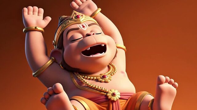 Hanuman Jayanti Celebration with Cute Cartoon Baby Monkey God