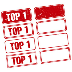 PNG-Set of vector red TOP icons and signs of different shapes.