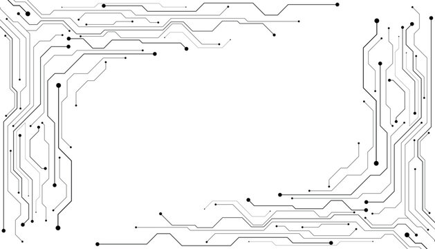 Technology black circuit diagram concept. High tech circuit board connection system.Vector abstract technology on white background.