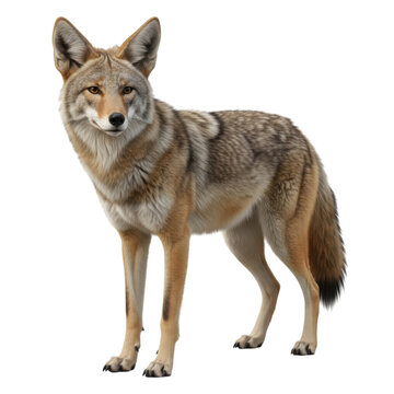 Standing coyote isolated on transparent background
