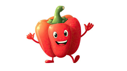 A cute 3d cartoon character of a happy smiling red hot chili pepper vegetable with a funny face and green stem isolated as a healthy food illustration vector