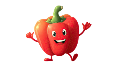 A cute 3d cartoon character of a happy smiling red hot chili pepper vegetable with a funny face and green stem isolated as a healthy food illustration vector