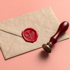 Vintage sealed envelope with red wax seal.