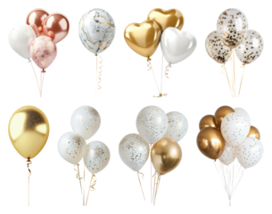 PNG Elegant balloons for festive celebrations, element set on transparent background
