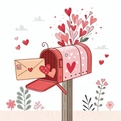 Valentine's Day special mailbox with hearts