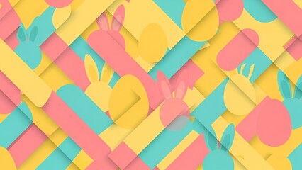 Colorful Easter Bunny Egg Pattern in Pastel Shades for Spring Celebrations