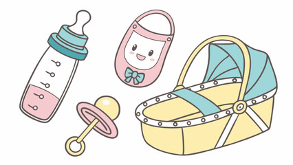 Cute Baby Shower Essentials Flat Lay for Nursery Design Web Banners and Newborn Product Promotion