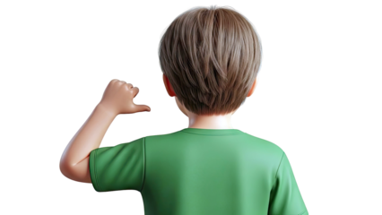 Child giving thumbs down gesture