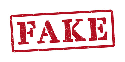 Red fake ink stamp with grunge texture vector stock illustration