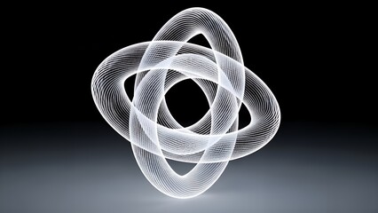 Abstract White Light Geometric Pattern on Black Background Modern Digital Art