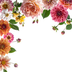 Floral border isolated on white background.