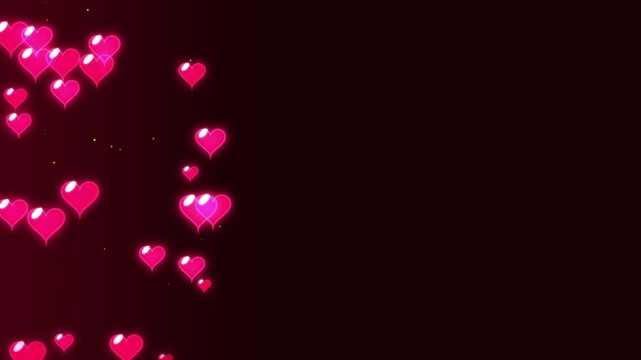 Pink Glossy Hearts Rising with Left Aligned Copy Space