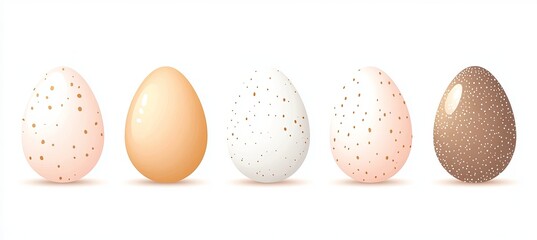 Decorative Chicken Eggs in Soft Pastel Colors for Easter Celebrations, Vector Design Elements.
