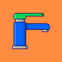 Faucet Vector Icon Illustration On Isolated Background.