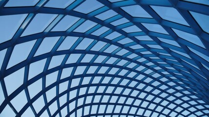 Obraz premium Modern glass roof structure with blue sky background