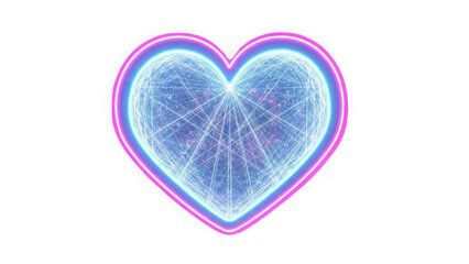 Neon heart design isolated on transparent background