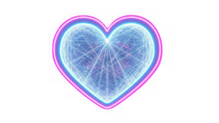 Neon heart design isolated on transparent background