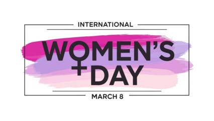 International Women's Day graphic with female symbol and pastel brush strokes