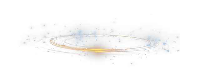 Luxurious gold and blue circle PNG with light lines, flashes, and a magical effect