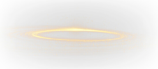 Abstract Golden Line Light Ring PNG Elegant Glowing Overlay Design