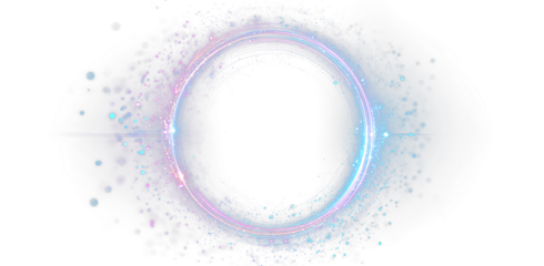 Abstract Futuristic Neon Portal Ring with Blue Purple Glow PNG Overlay