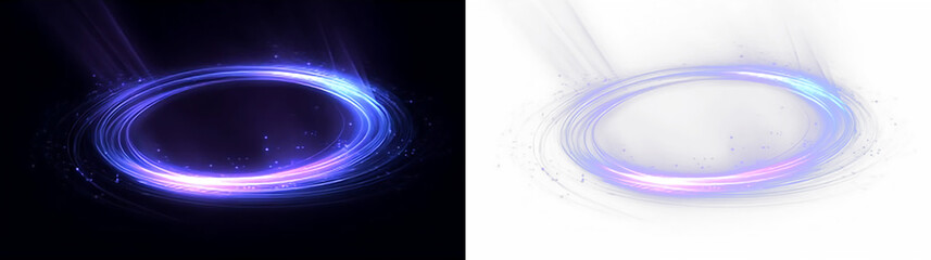 Magic Neon Energy Circle Portal with Blue Purple Light PNG Transparent Overlay