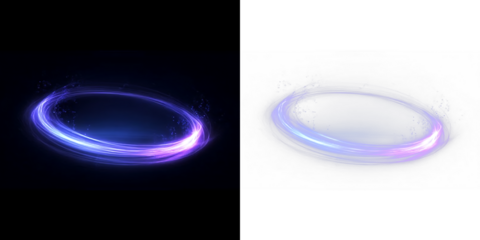 Glowing Blue Purple Neon Magic Portal Ring PNG Futuristic Overlay