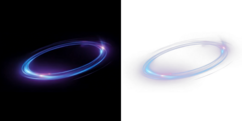 Futuristic Glowing Neon Ring Portal Effect in Blue and Purple Colors PNG