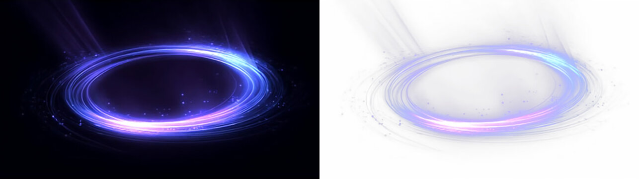 Magic Neon Energy Circle Portal with Blue Purple Light PNG Transparent Overlay