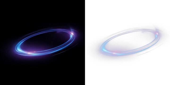 Futuristic Glowing Neon Ring Portal Effect in Blue and Purple Colors PNG